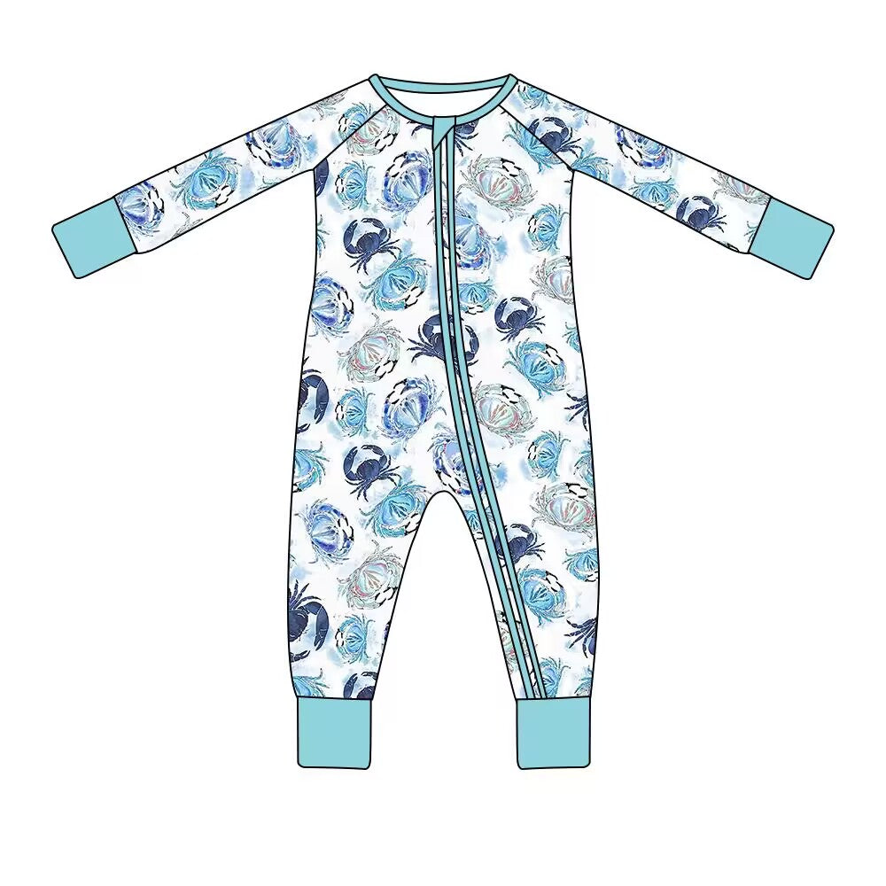 custom moq 5 eta 4-5 weeks baby girls clothes crab long sleeve summer bubble