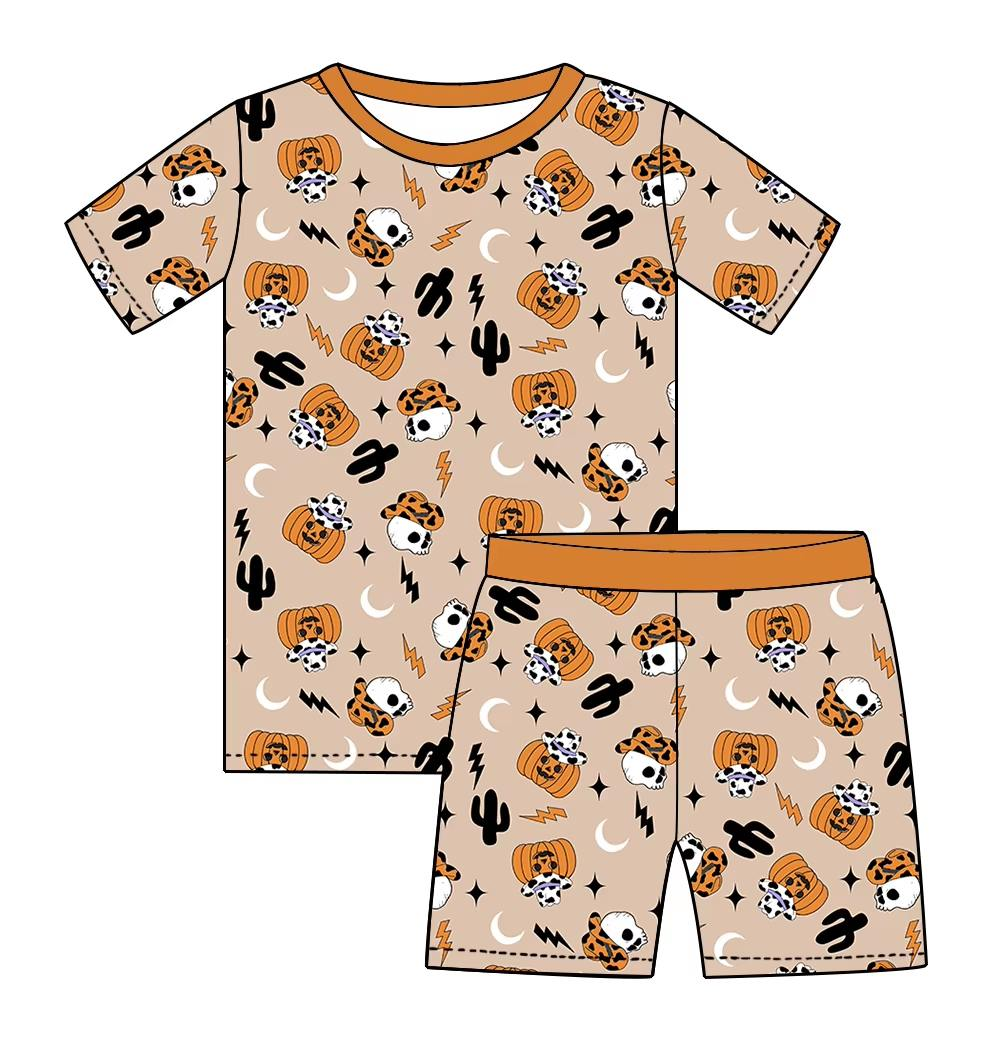 Custom moq 5 each style eta 6-7weeks baby boy clothes pumpkin short sleeve shorts sets-25.8.1