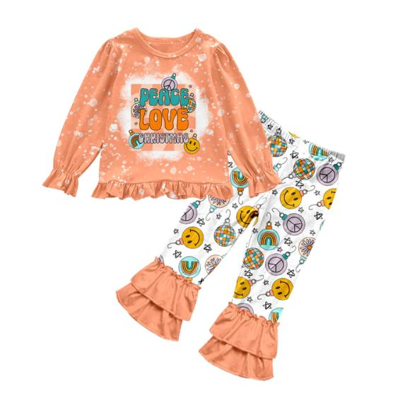 Custom moq 5 each style eta 6-7weeks baby girl clothes pumpkin long sleeve pants sets -25.8.9