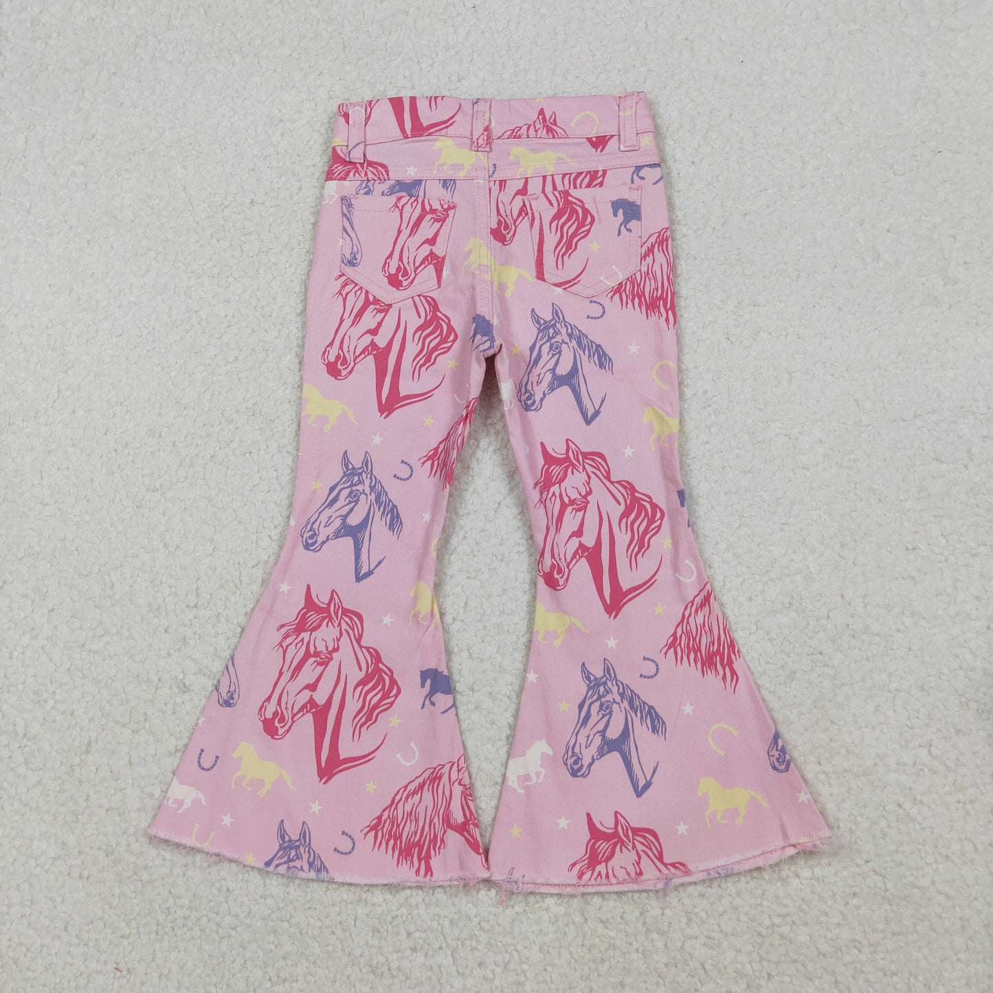 RTS NO MOQ（In Stock) P0431 Pink Denim Pants with Horse and Stars