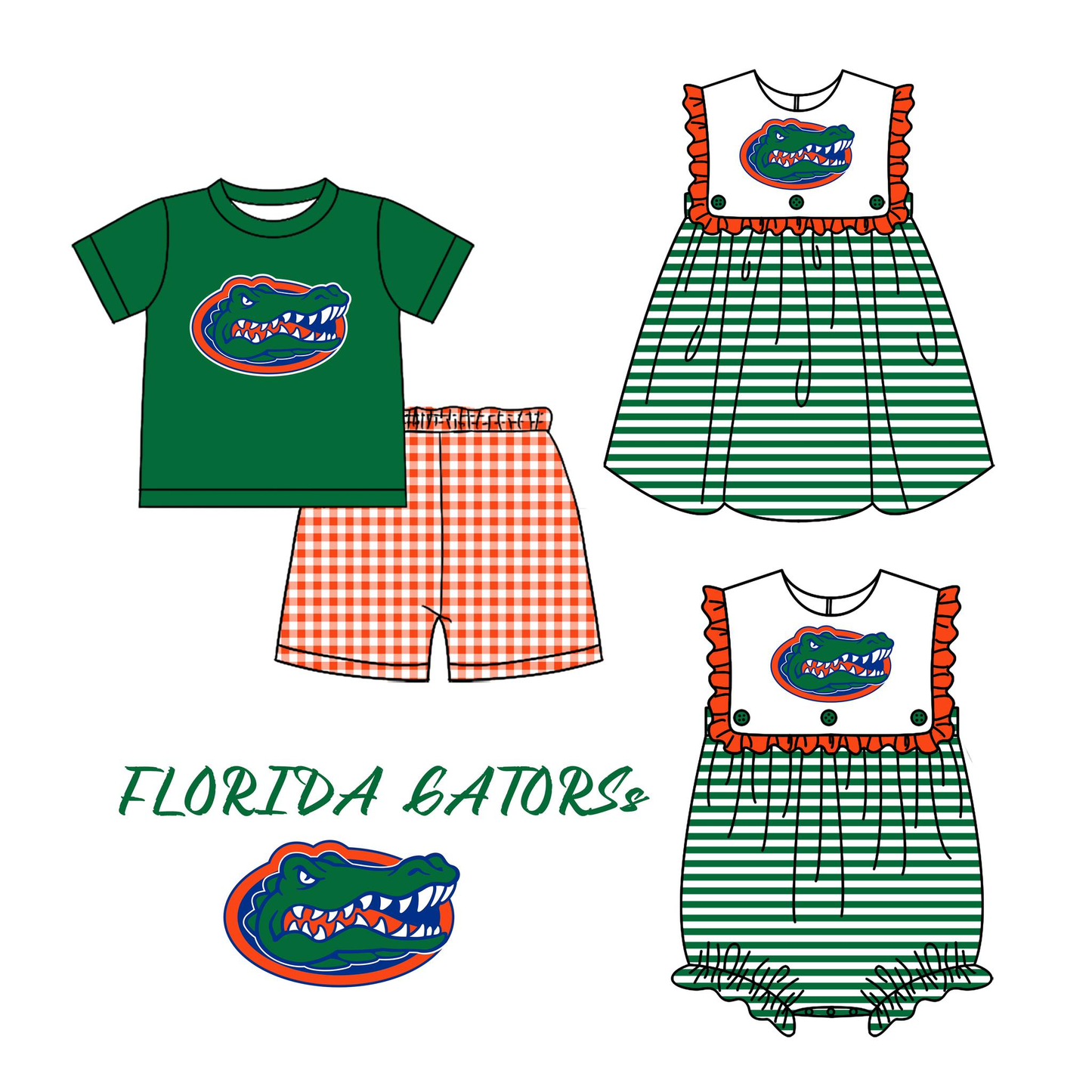 Custom moq 5 each style mix size milk silk baby kids clothes Summer green set and dress and romper