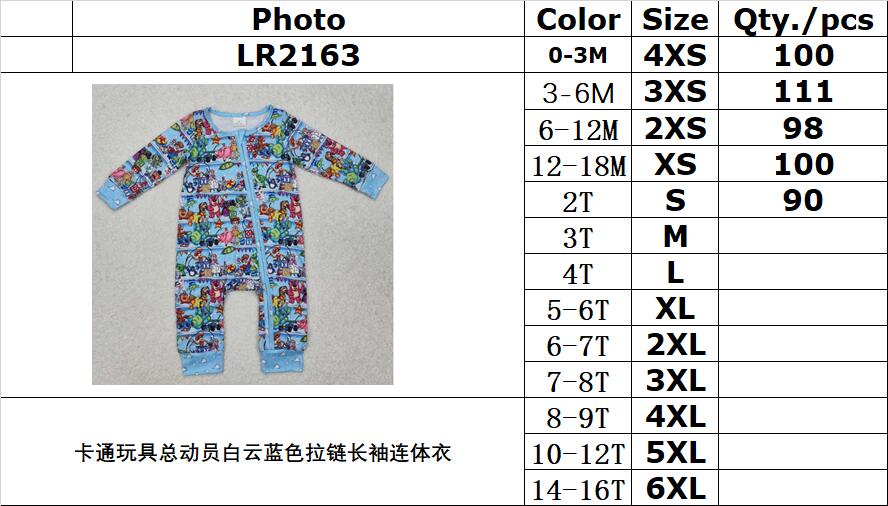 Cute Clothes  LR2163 Baby Infant Blue Long-Sleeved Zip Rompers