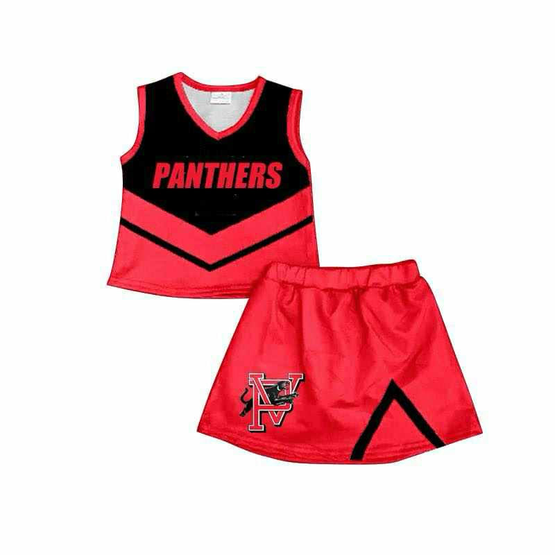 Custom moq 5 mix size milk silk eta 6-8weeks summer teams brick red baby girls clothes team sleeveless skirts shorts sets cheer sets