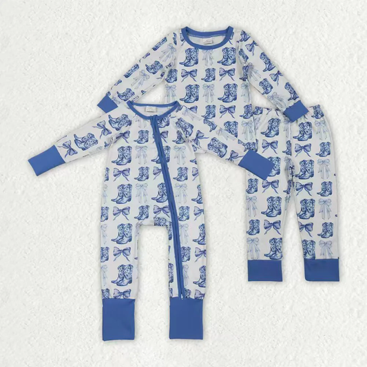 RTS NO MOQ Sibling Baby girl clothes western boots long-sleeved trousers suit & rompers