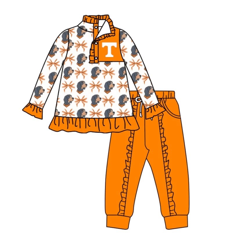 custom moq 3 eta 4/6 weeks baby girls clothes orange toddler summer outfit