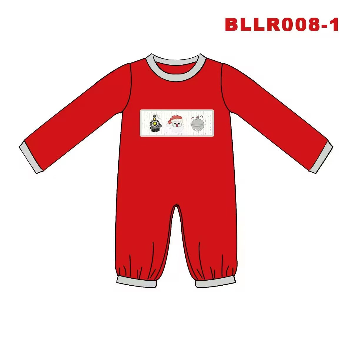 Custom moq 3 eta 6-8 weeks Train Santa Red Regular Cuff Neckline Long Sleeve Bodysuit