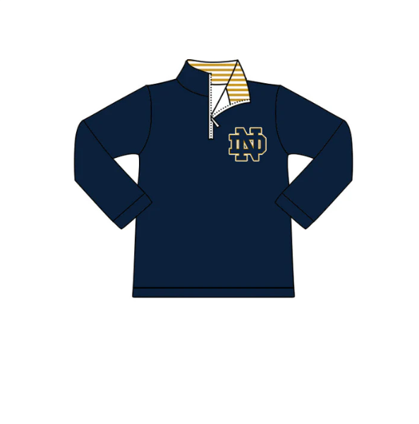 Deadline September 25 custom no moq eta 6-8weeks Navy blue "N" zip-up collar top
