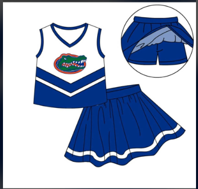 Custom moq 5 mix size milk silk baby girls cheer sets blue sets