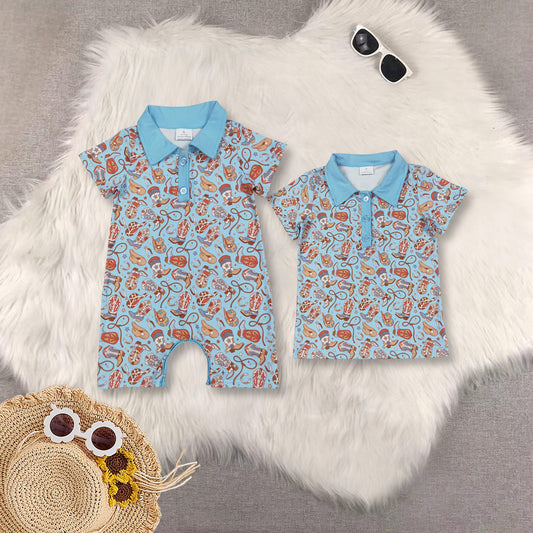 RTS Sibling baby boys clothes short Sleeve rompers top