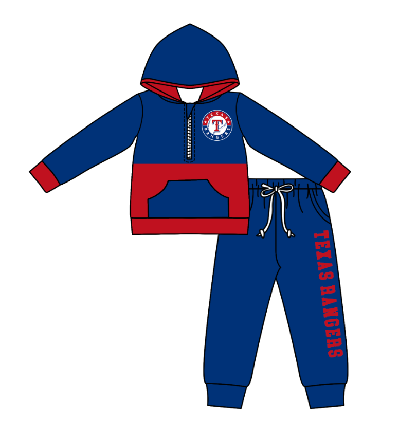Custom moq 5 mix size eta 6-8weeks milk silk summer teams blue baby boy clothes hooded long sleeve pants sets-25.10.24