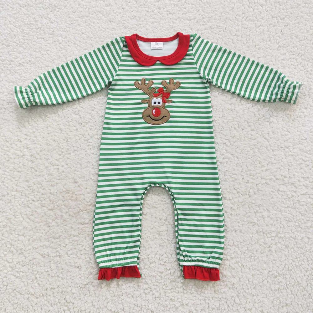 RTS NO MOQ Sibling baby girl boys clothes Christmas embroidery Outfits Clothes Sets and dress and romper