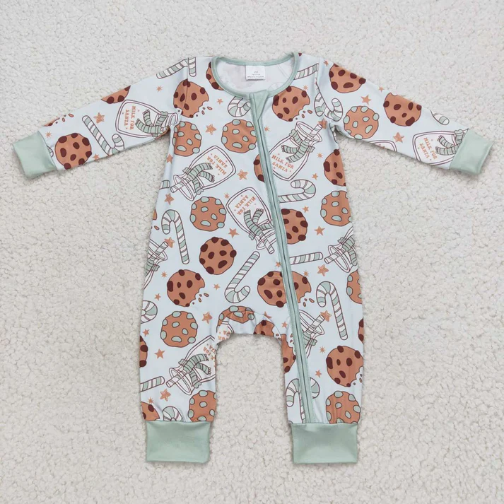 RTS NO MOQ Girls Boys Christmas Cookie Candy Rompers Pajamas Clothes Sets