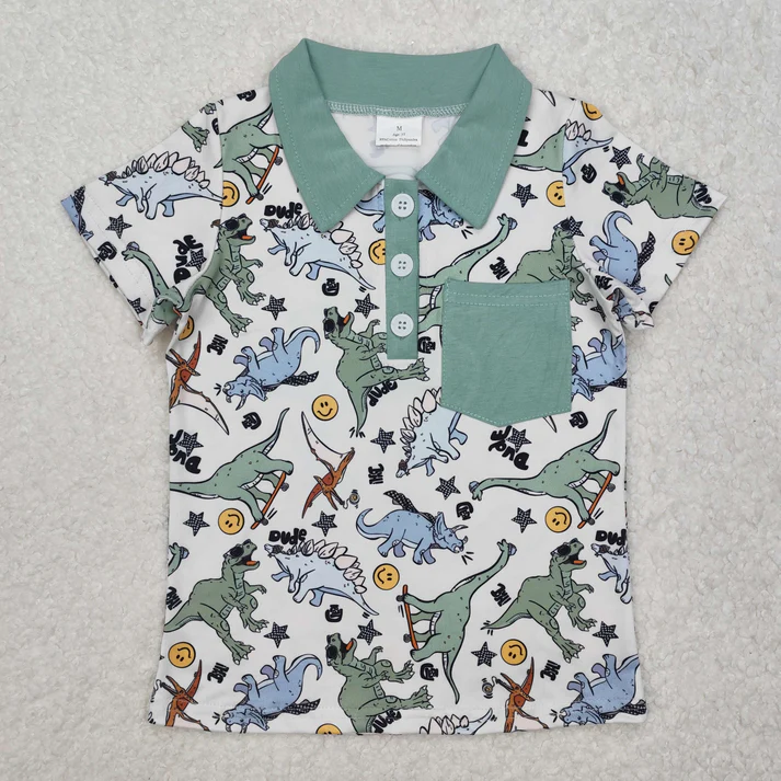 RTS NO MOQ Sibling baby boy clothes western cow head short-sleeved tops