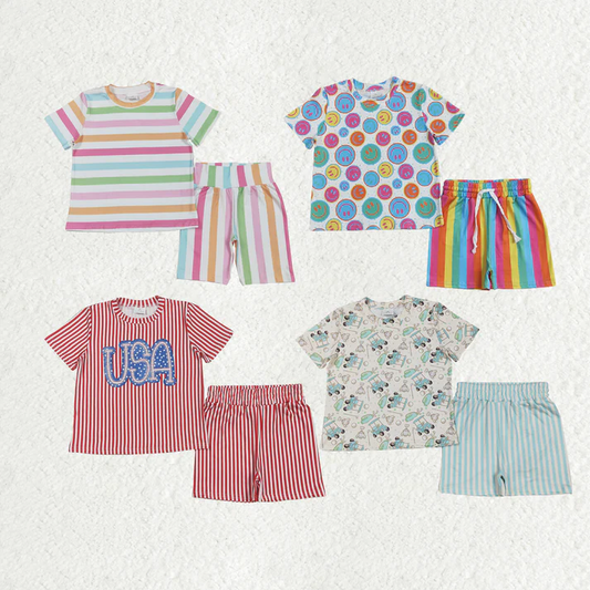 RTS NO MOQ baby girls Clothes short sleeve shorts Sets