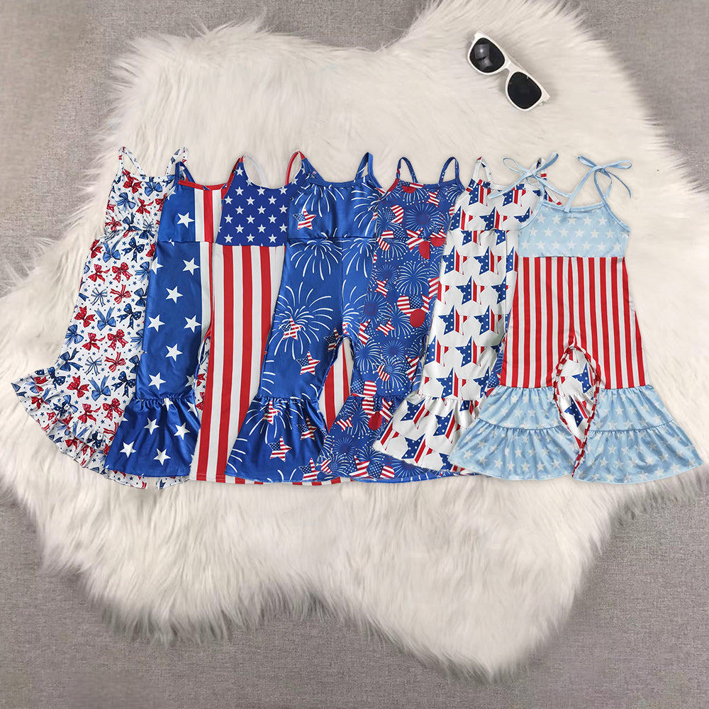 RTS Baby girls clothes 4th of july suspender jumpsuit