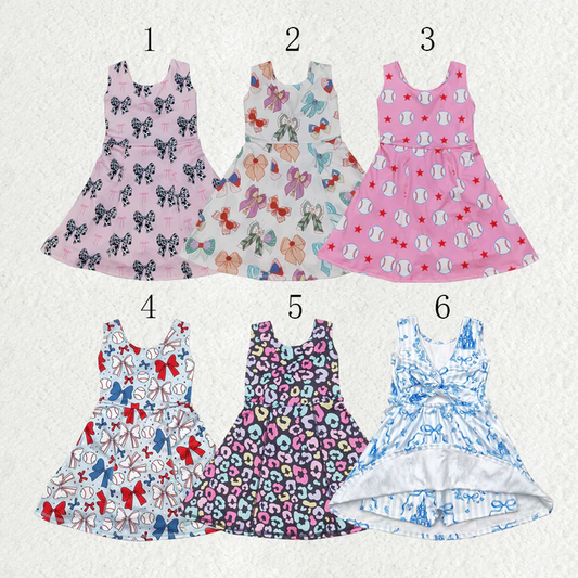 RTS NO MOQ baby girl clothes yoga floral short-sleeved skirt sets
