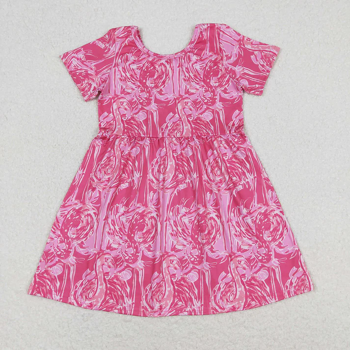 RTS baby girls clothes floral pattern short Sleeve dress