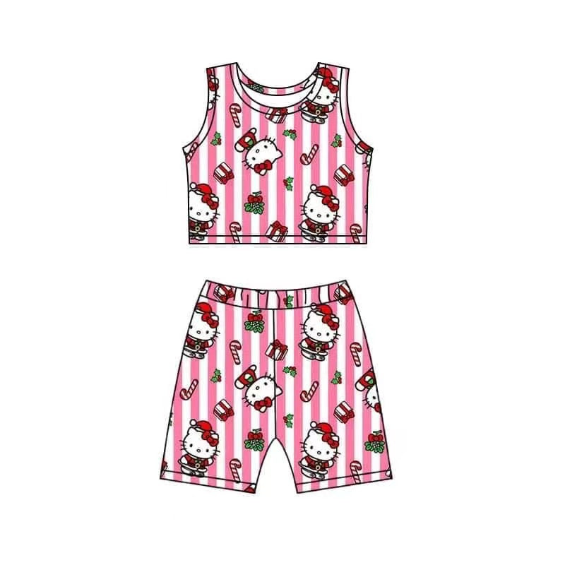 custom moq 5 baby girls clothes Hello kitty pink sleeveless swimsuit