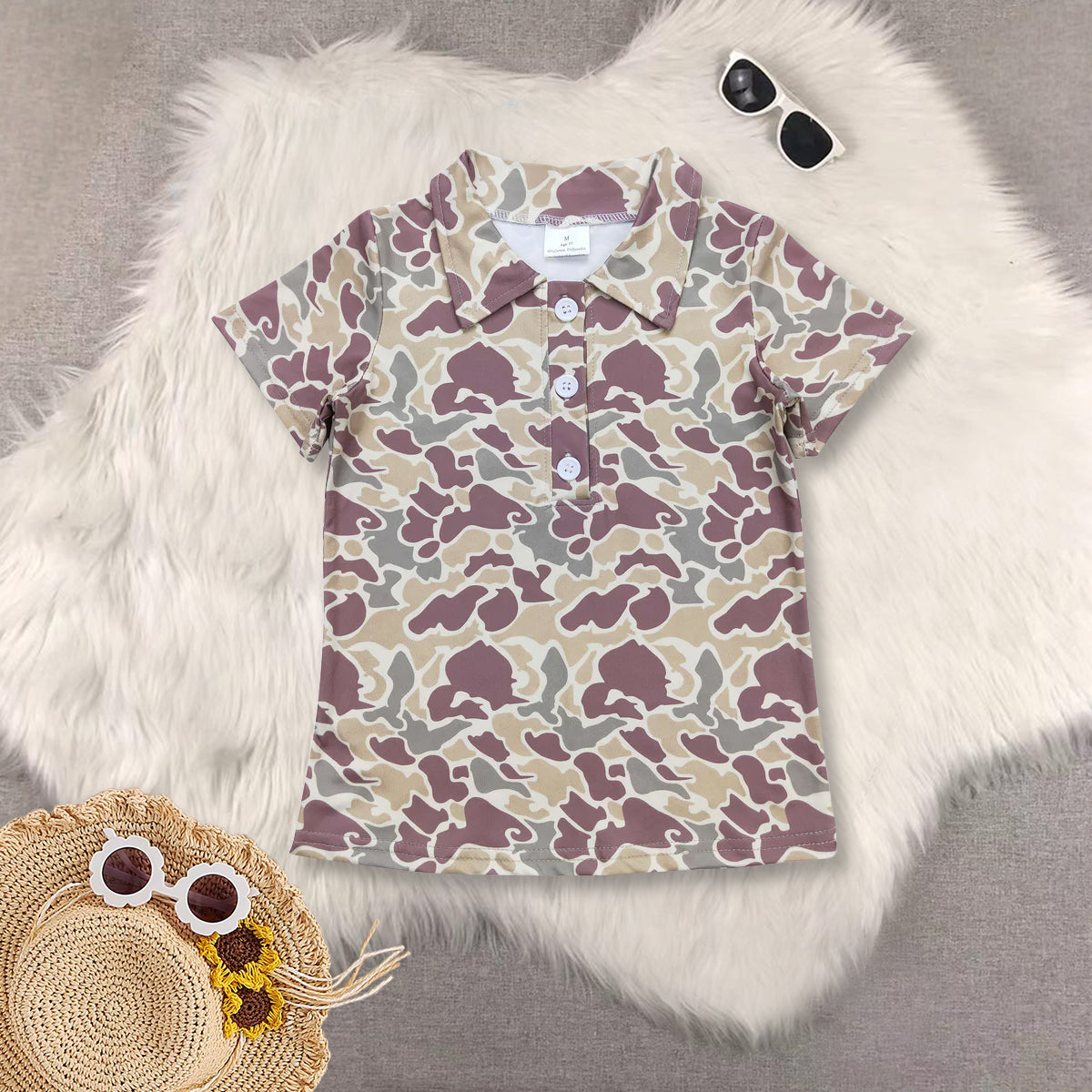 RTS NO MOQ baby boys clothes camouflage short-sleeved tops