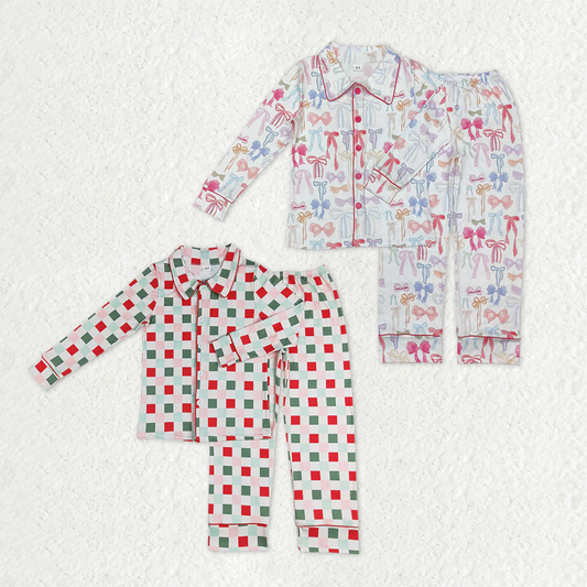 RTS NO MOQ Sibling adult clothes Festival Bow long sleeve pants Sets