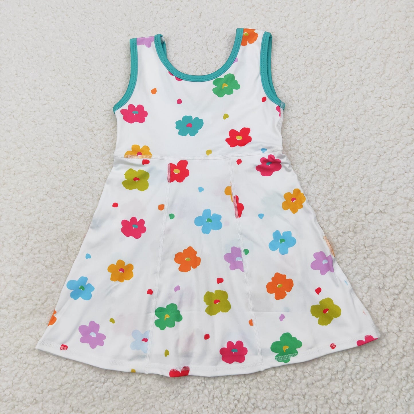 RTS NO MOQ GSD2346 Colorful floral green and white yoga sleeveless dress