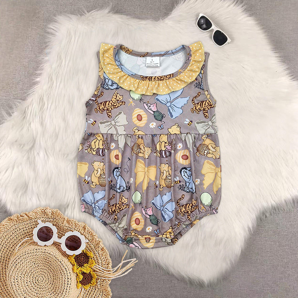 RTS NO MOQ Sibling Cute Clothes Baby Girls Sweet Strap Dresses Knee Length And Sleeveless Ruffle Rompers