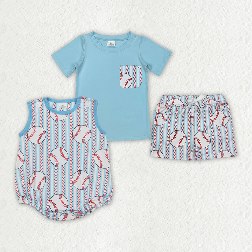 RTS NO MOQ baby boy clothes baseball Rompers Clothes Sets