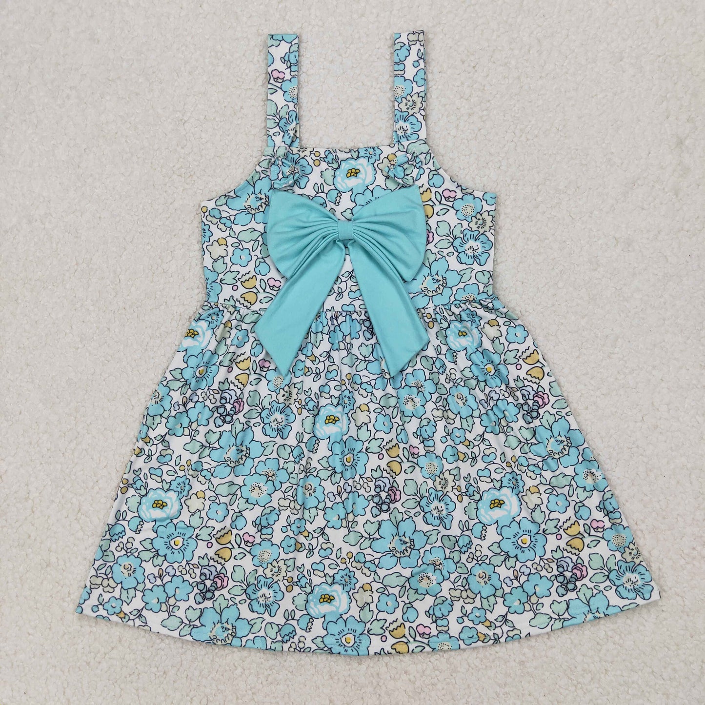 RTS NO MOQ ETA 5/7days Arrived GSD2106 Flower floral blue-green bow sleeveless dress