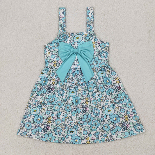 RTS NO MOQ ETA 5/7days Arrived GSD2106 Flower floral blue-green bow sleeveless dress