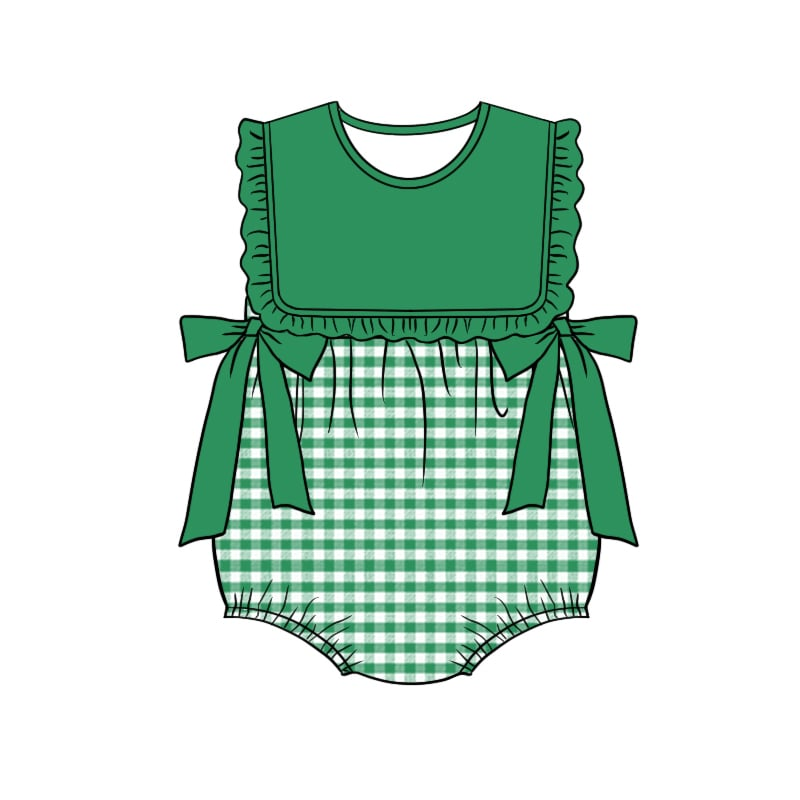 Custom moq 3 eta 7/8week moq 5 eta /4/5week baby girl and boys clothes plaid flying Sleeve briefs Shorts Set rompers