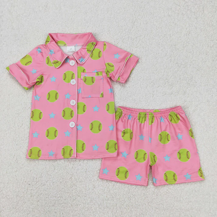 RTS summer Girls Clothes Short Sleeve Shorts pajamas Set