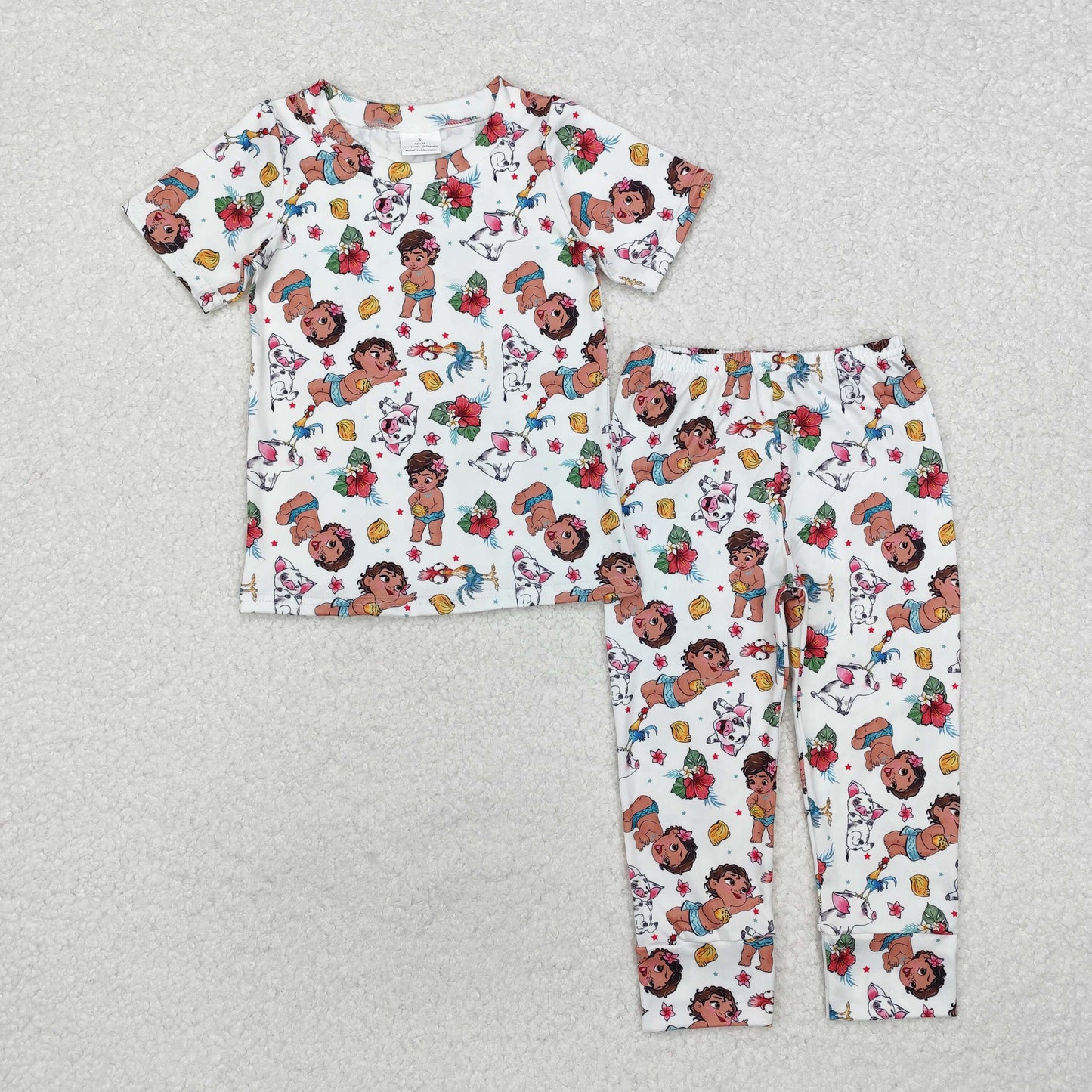 RTS NO MOQ ETA 5/7days Arrived GSPO1750 Cute Clothes  flower animal white short-sleeved long pants pajamas set