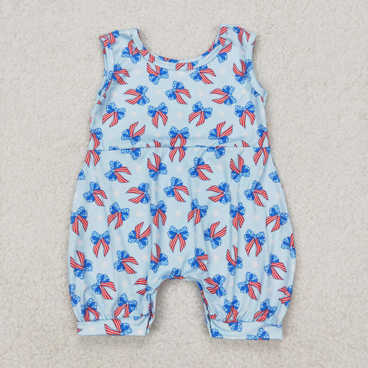 RTS NO MOQ ETA 5/7days arrived SR2729 National Day bow pattern star blue vest jumpsuit
