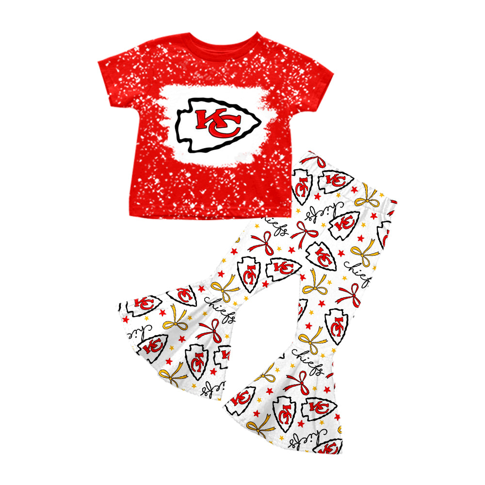 custom moq 3 eta 6-7weeks baby girl clothes Team red short-sleeved trousers sets