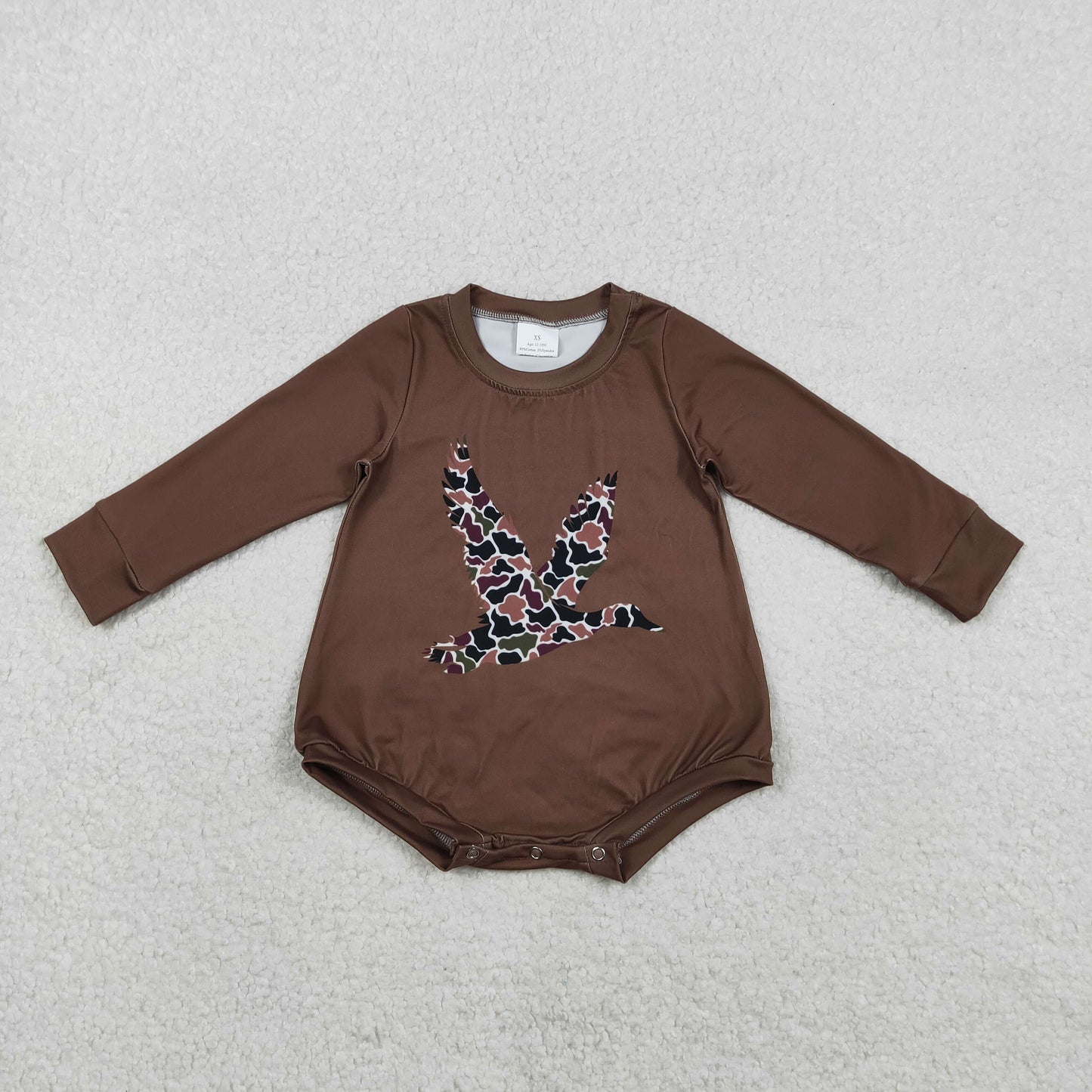 RTS NO MOQ（In Stock) LR2777 Camouflage duck brown long-sleeved jumpsuit