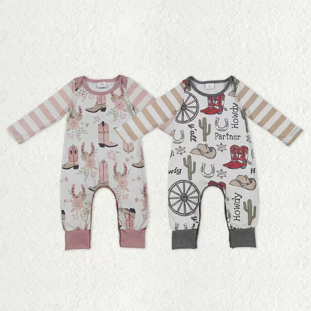 RTS NO MOQ Sibling Baby boy girls clothes boot long-sleeved rompers