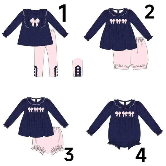 Custom moq 5 each style eta 6-7weeks baby girl clothes pink long sleeve pants sets and shorts set and briefs sets and romper-25.7.29