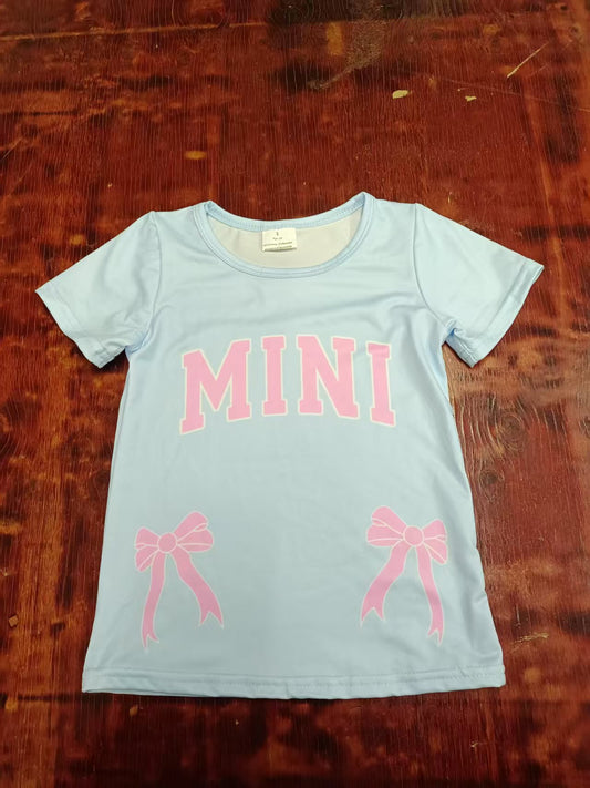Custom moq 3 eta 6-7weeks baby girl clothes MINI bow short sleeve shirt