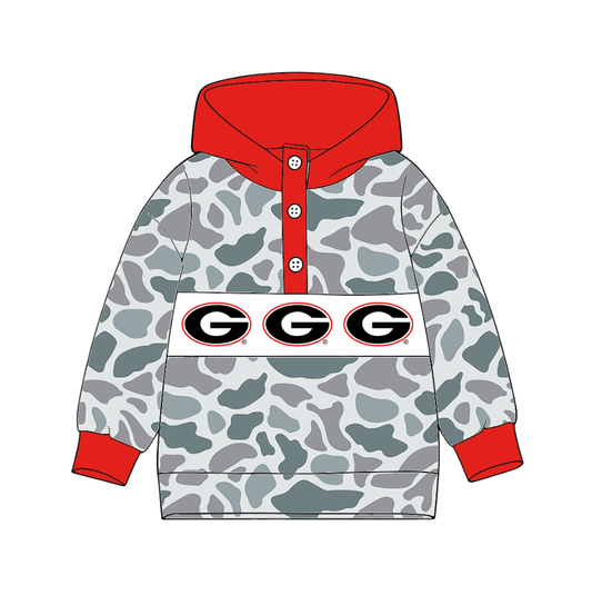 Custom moq 8 mix size milk silk summer team baby boy clothes camouflage red hooded long sleeve top-25.9.30