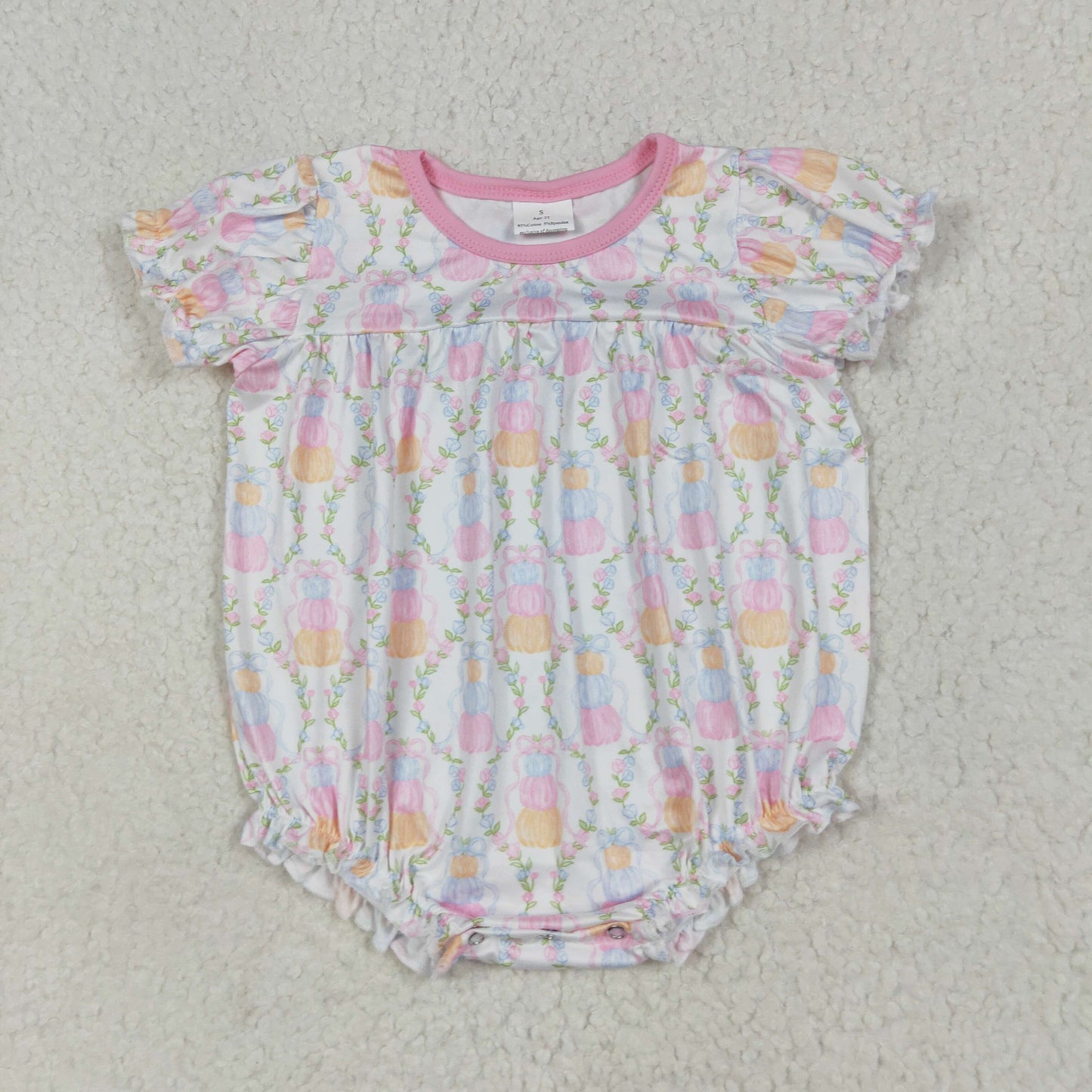 RTS NO MOQ（In Stock) SR3151 Bow pattern pumpkin flower plaid short-sleeved jumpsuit