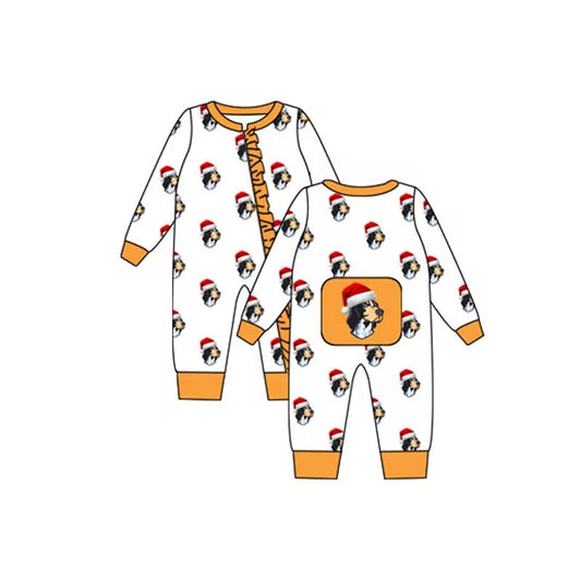 Custom moq 5 eta 6-8weeks baby girls clothes team Christmas white long sleeve girls romper