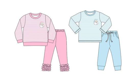 Custom moq 5 mix size milk silk summer baby girl clothes Christmas long sleeve pants sets 5-25.8.9