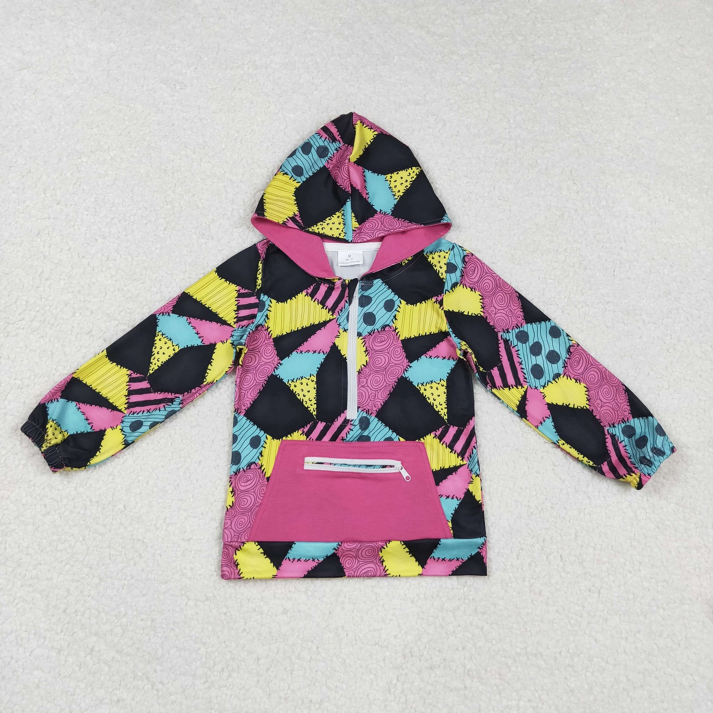 RTS NO MOQ（In Stock) GT1137 Halloween Purple Pocket Panel Zippered Long-Sleeved Top