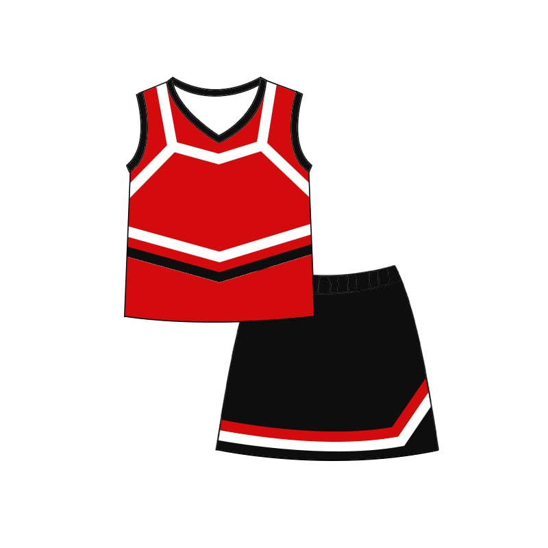 Custom moq 5 each style eta 6-7weeks baby girl clothes team red sleeveless skirts sets-25.7.22