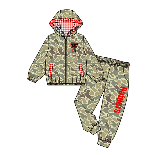 Custom moq 8 mix size eta 6-8weeks milk silk summer team camouflage baby girl clothes hooded long sleeve pants sets-25.9.18