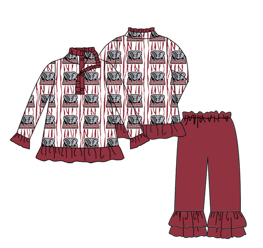 Custom moq 5 mix size milk silk summer teams baby girl boys clothes dark red long sleeve pants sets 2-25.10.30