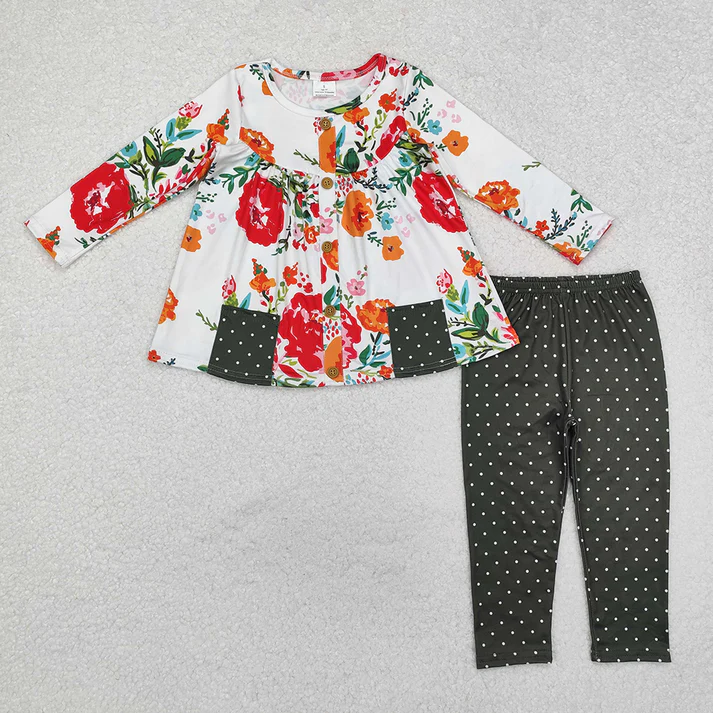 RTS Sibling baby girl clothes floral long Sleeve pants sets