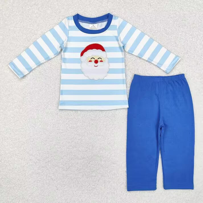 RTS NO MOQ Santa Claus pattern blue striped long-sleeved suit-membrella & pink striped long-sleeved suit-membrella