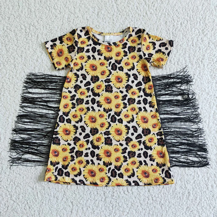 RTS NO MOQ Sibling baby girl clothes western cow head short sleeve dresses