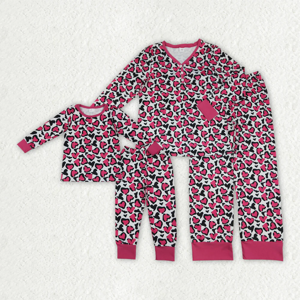 RTS NO MOQ Sibling baby girl clothes and Adult clothes valentine kids set and adult set